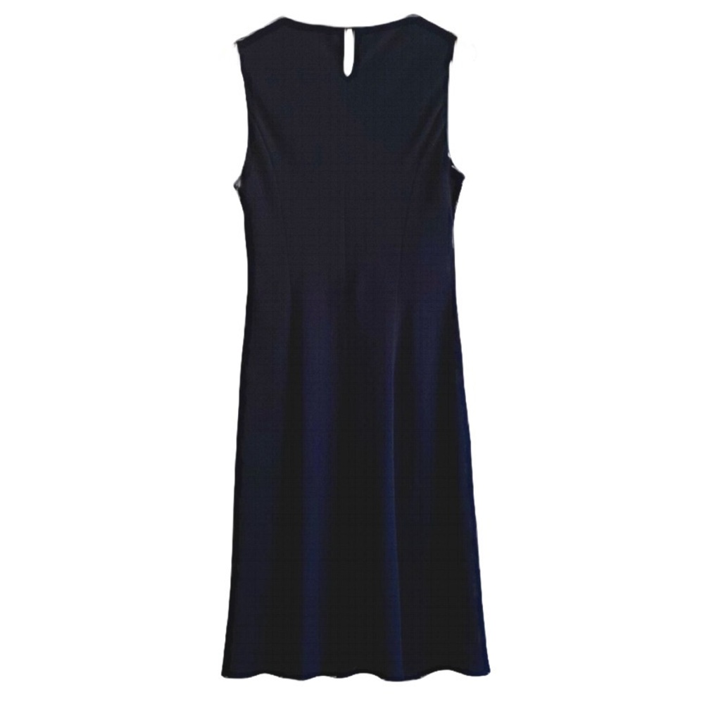 Dress ~ Evan-Picone ~ Vtg.  Black  Sleeveless  Attached Pearl Strands w/ Brooch - Picture 2 of 7